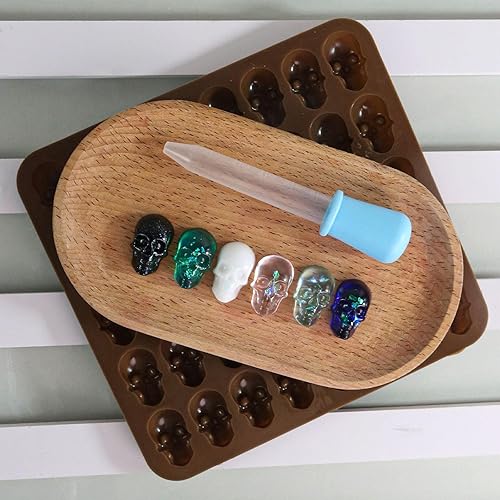 Miniatura 2 de Moldes de gomitas, paquete de 2 moldes de silicona de 40 cavidades con cuentagotas para gomitas, dulces, gelatina, chocolate, cera derretida,