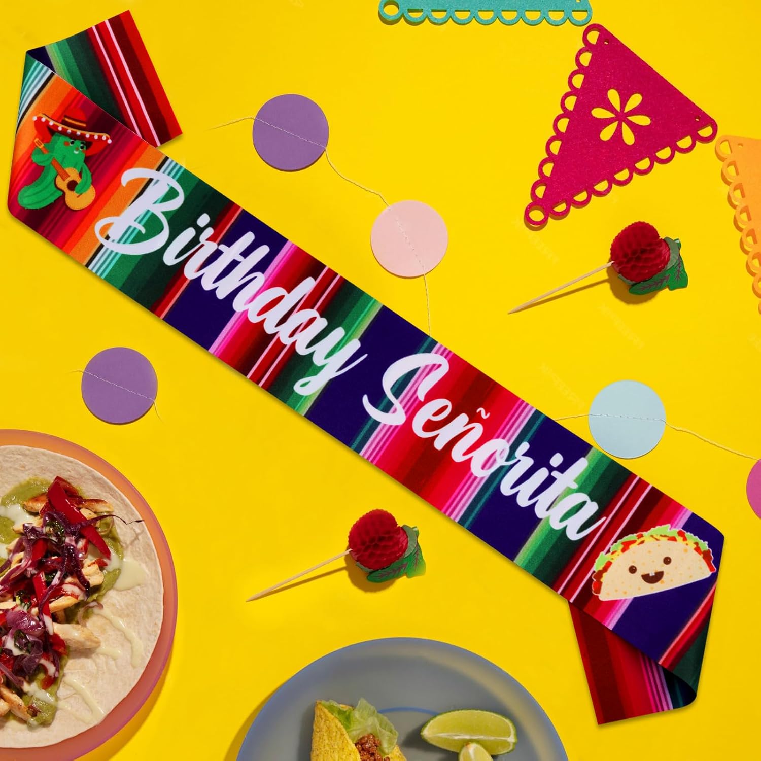Jollyboom Mexican Birthday Party Decorations, Mexican Señorita Sash Fiesta Birthday Party Decorations for Women Mexican Theme Bday Supplies - Image 4