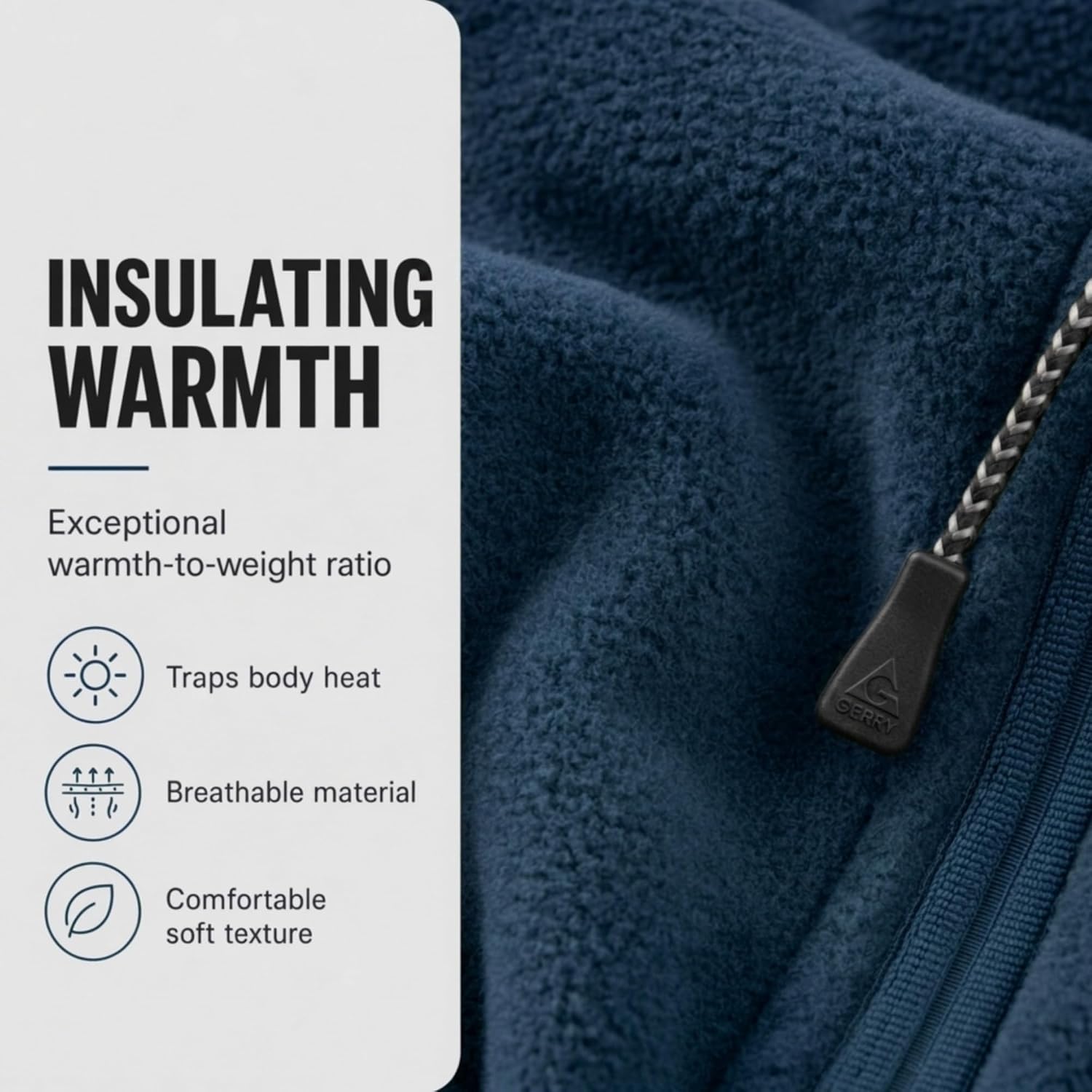 Gerry Full Zip Fleece Jacket Men - Polar Fleece Lightweight Zipper Sweater