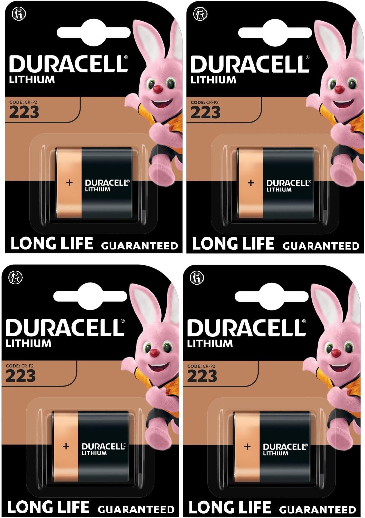 4 x Duracell 223 Lithium Batteries (4 Blister Packs of 1 Battery) 4 Batteries (CR-P2)