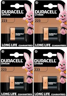 4 x Duracell 223 Lithium Batteries (4 Blister Packs with 1 Battery) 4 Batteries (CR-P2)