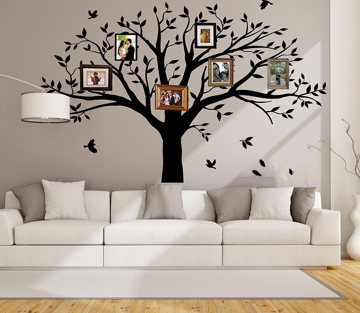 Family Tree Wall Decal - 'Family Like Branches On A Tree' Quote Lettering Wall Sticker for Bedroom Decoration (Black)