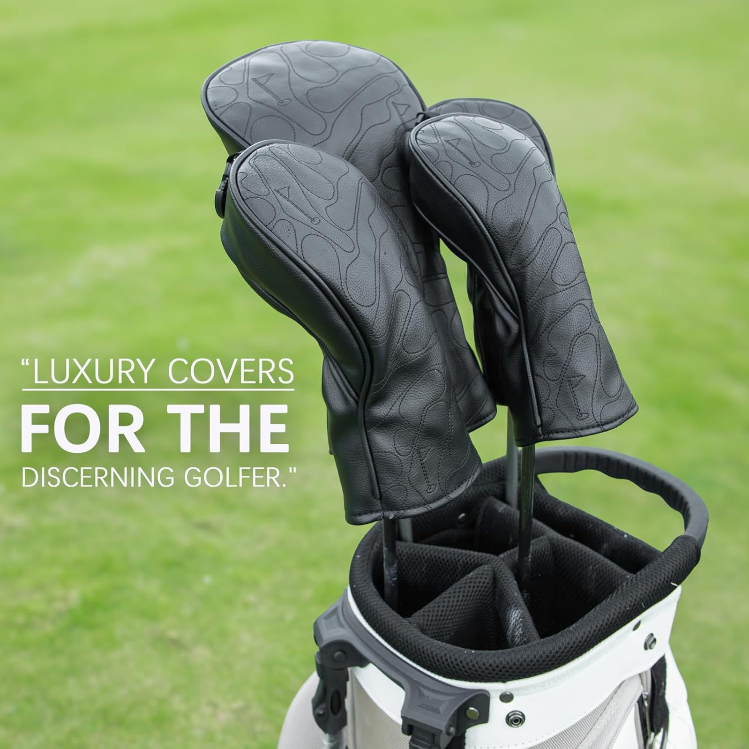 Golf Club Head Covers 3 Wood Headcover Set Premium Leather for Woods, Driver Fairway(FW) Wood Hybrid(UT) with Number Tags 4pcs & 1pcs