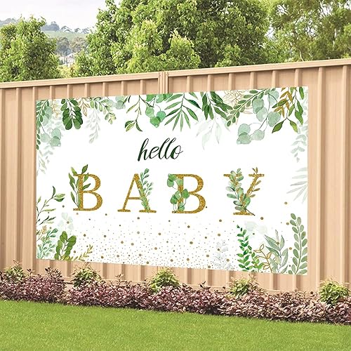 Miniatura 3 de Cartel de fondo de decoración de fiesta de revelación de género de Hello Baby para baby shower, 70.8 x 47.2 pulgadas