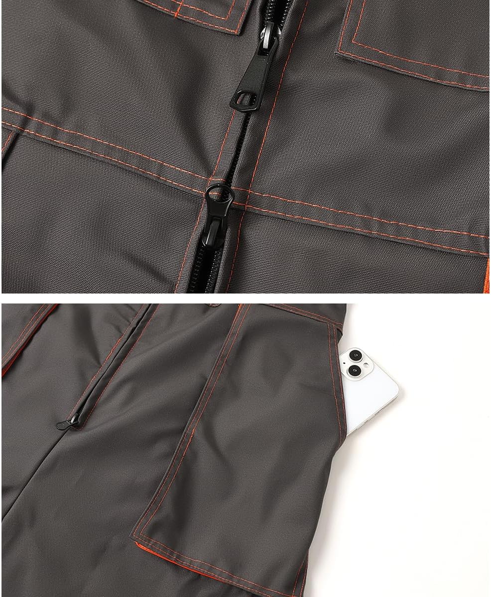 Men's Sleeveless Coveralls Multi-Functional Mechanics Workwear Stylish Work Coveralls Overalls Cargo Jumpsuit