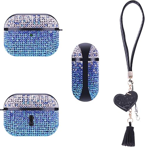 Miniatura 6 de Valkit Funda compatible con AirPods Pro 21, funda para AirPods con diamantes de imitación brillantes con purpurina, fundas protectoras duras a