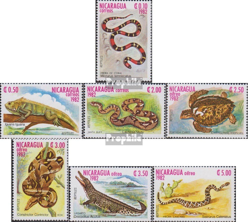 Nicaragua 2335-2341 (Complete.Issue.) 1982 Reptiles (Stamps for Collectors) Amphibians / Reptiles / Dinosaurs