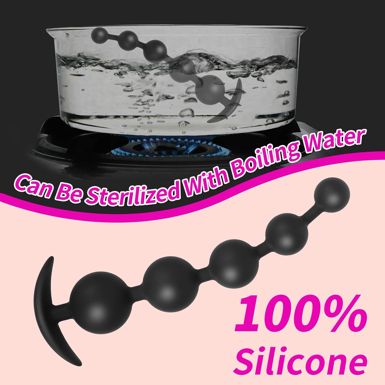 Anal Beads Anal Toys Anal Sex Toy,Silicone Anal Bead with 5 Balls Gradual Size Increase & Safe T-Shaped Base,Adult Anal Toy for Men Women Couples