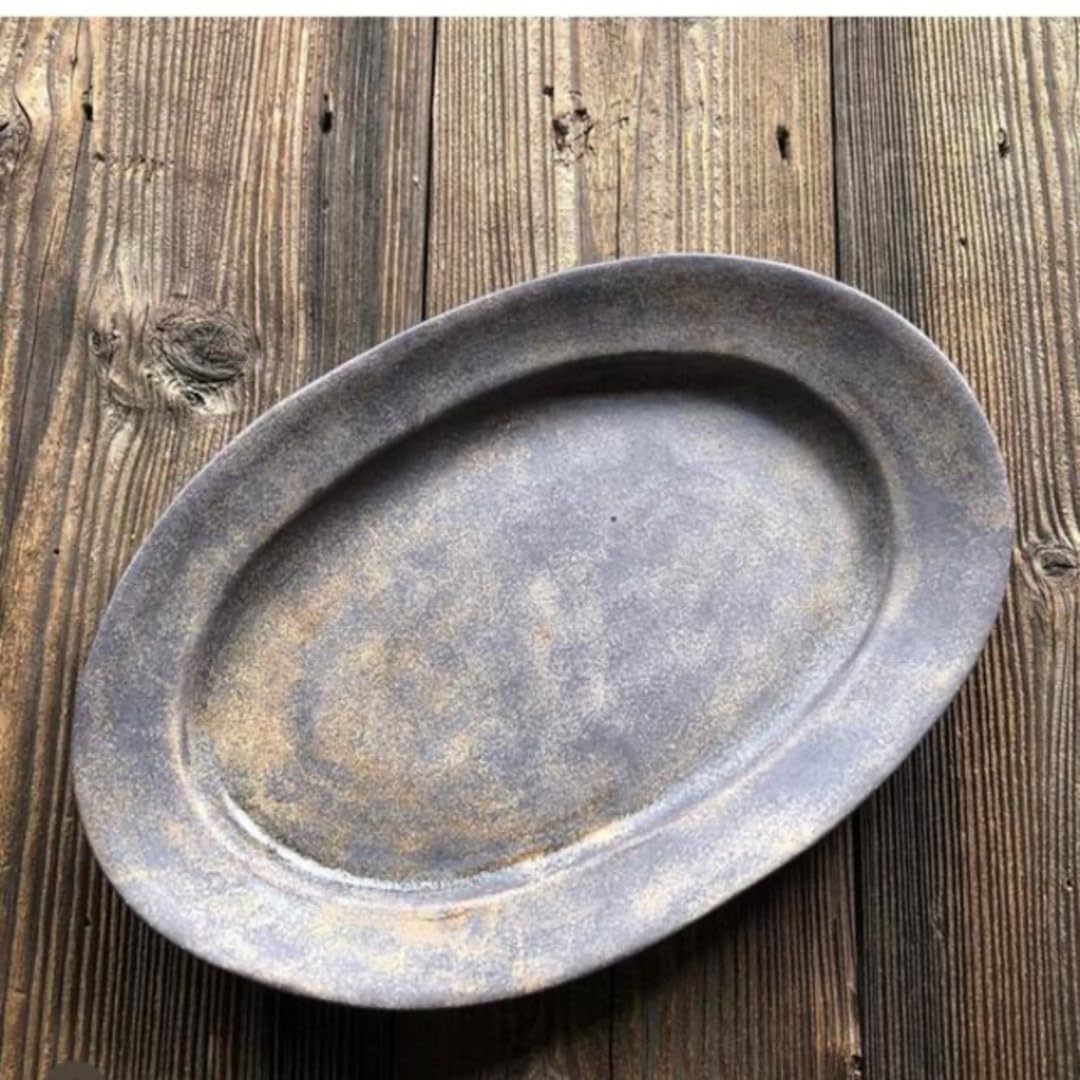 【作家さんもの】 紙上征江さんMAHOROBA マホロバ　プレート　2枚セット Amazon.co.jp: 紙上征江（明心工房）さん オーバルプレート 2枚