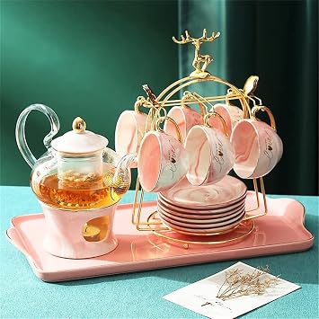 English Afternoon Tea Tea Set Flower Teapot Candles Tea Heating Health Fruit Teapot Flower Tea Cup Color A