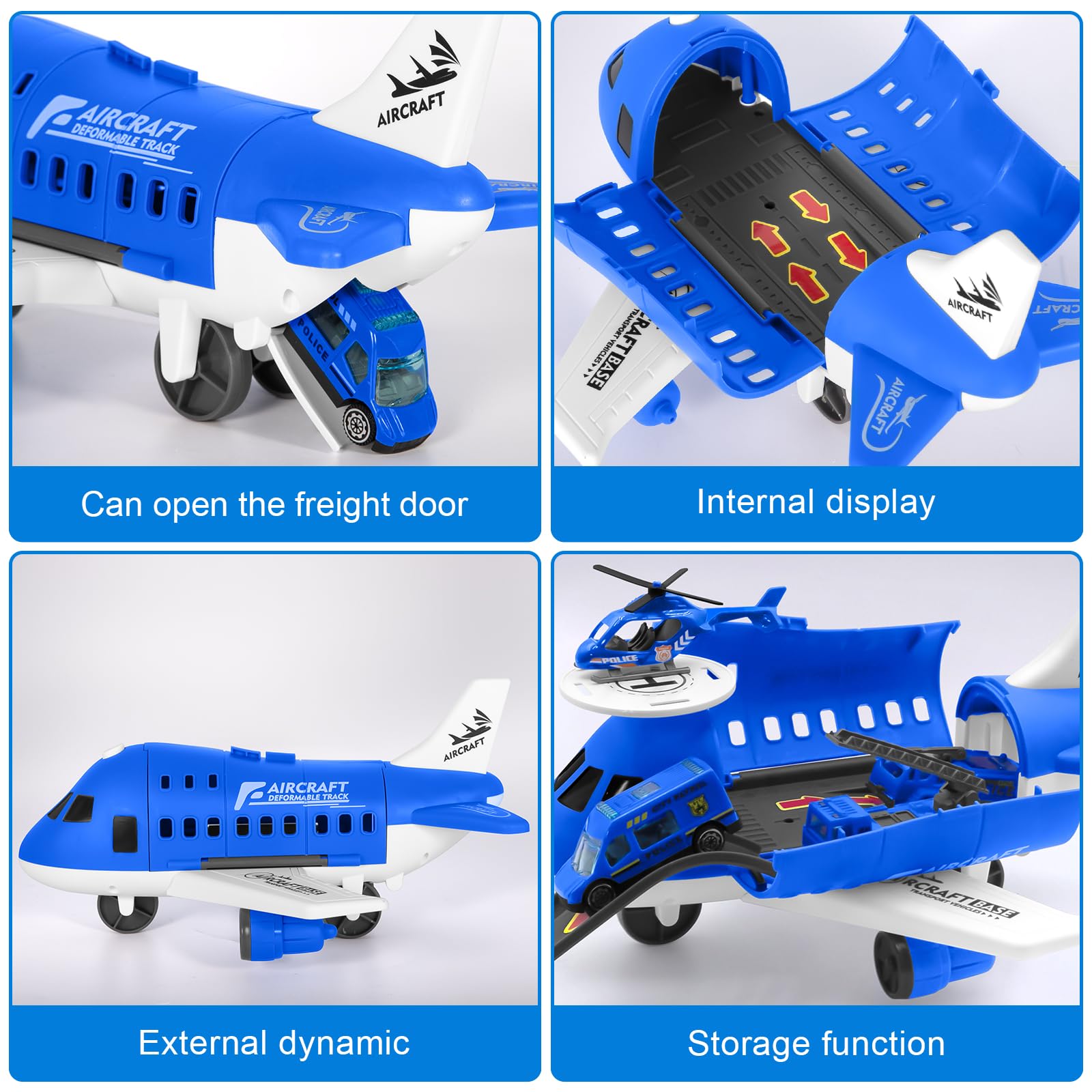 Jouet Avion-cargo Pompiers Avec 6 Voitures Et Panneaux - Jouet Garçon Fille 3 Ans Et Plus