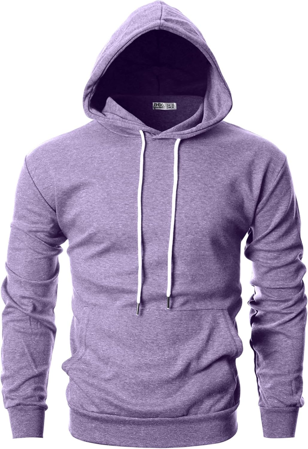 Ohoo Mens Slim Fit Plain Pullover Hoodies Soft Cotton Fabric Sweatshirt Lightweight Long Sleeve with Kanga Pocket