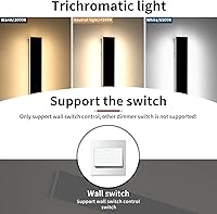 Vista 4 de luces de pared exterior de 39 pulgadas largas, lámpara de pared montada moderna, luces de 3 colores 3000K/4500K/6000K, IP65 impermeable, apliques