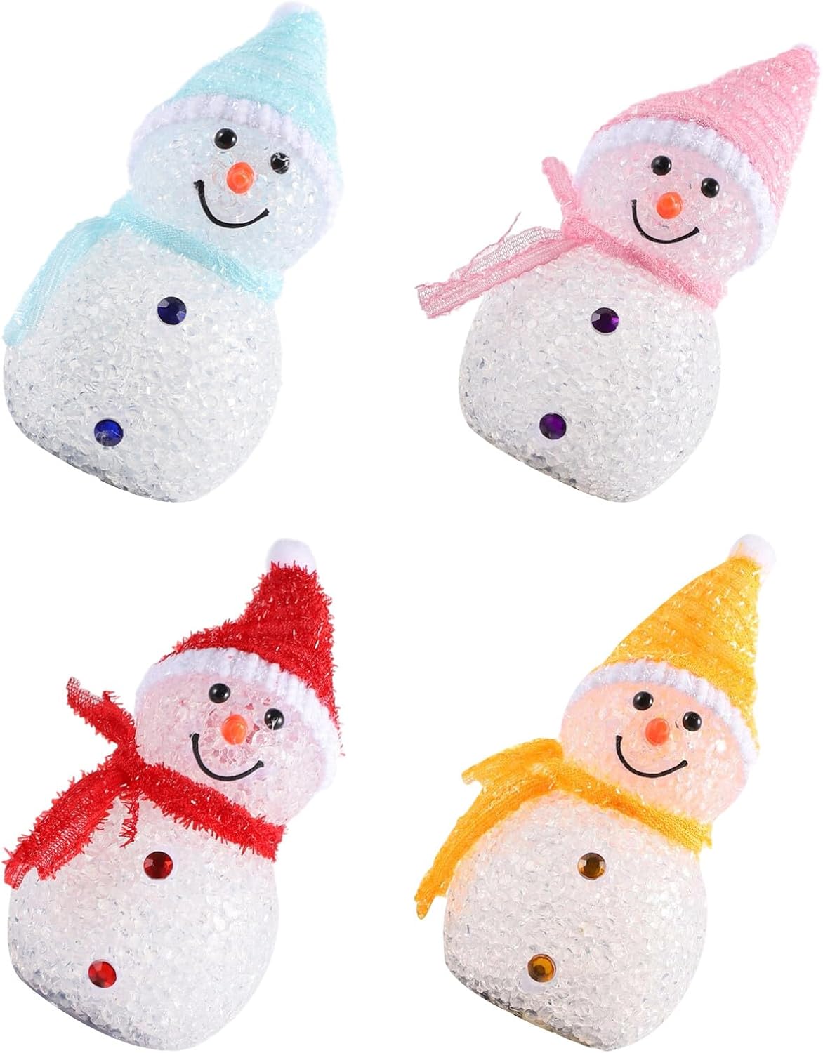 FRCOLOR 4pcs Solar Christmas Snowman Lawn Lights, Mixed Color LED Night Light Decor for Garden Patio Outdoor Landscape, Weatherproof Figurine Lighting for Holiday Yard Random Color