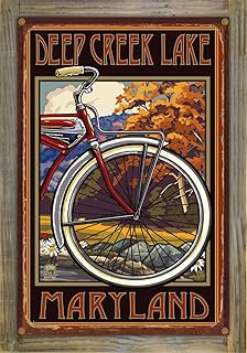 Northwest Art Mall Deep Creek Lake Maryland Old Half Bike Rustic Metal Print on Reclaimed Barn Wood from Travel Artwork by Artist Paul A. Lanquist 11.5" x 17.5"