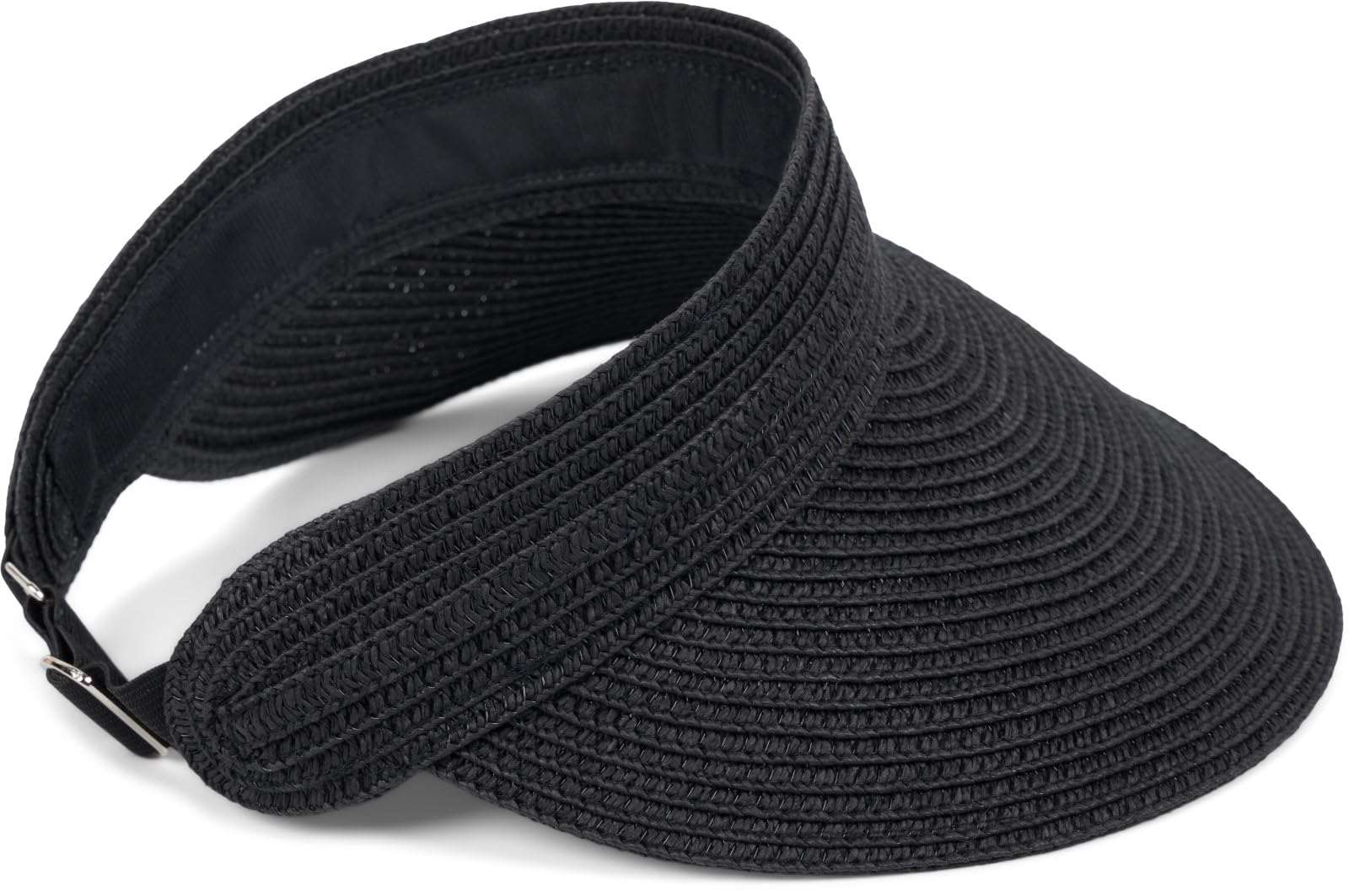 styleBREAKER Gorra Visera de Paja de Papel para Mujer, Color Sólido, Visera Solar, Sombrero de Sol, Gorra Ajustable Unisex 04023097