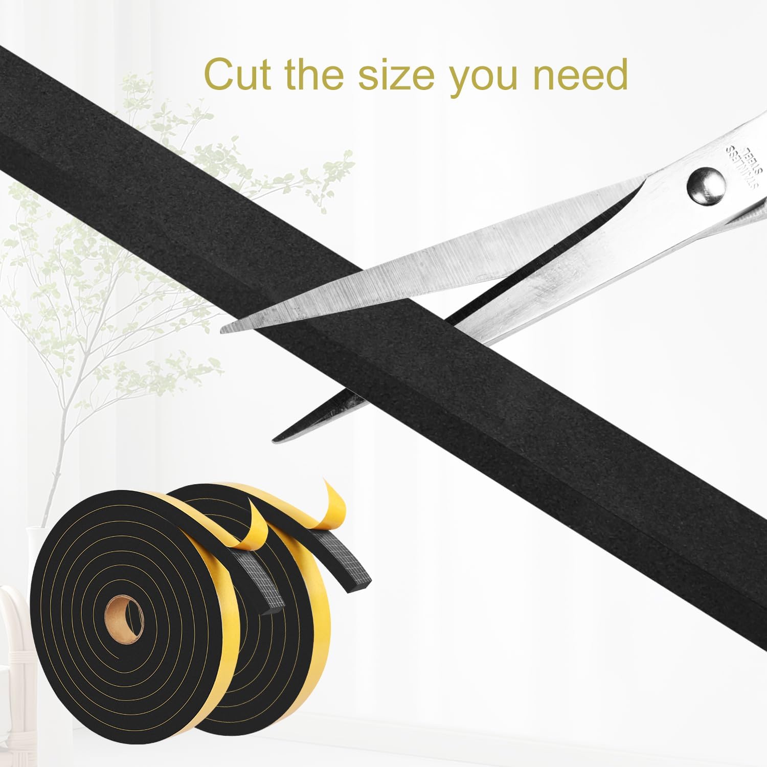 Weather Stripping Seal, 1 in x 1/2 in x 20Ft Weatherproof Foam Tape for Lightproof, Noise-Reducing, and Sealing Sliding Doors, Front Doors, Windows