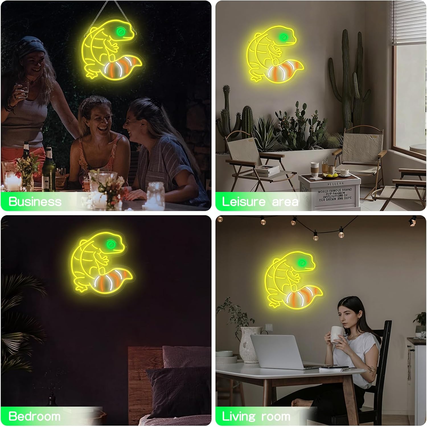 Leopard Gecko Neon Sign Dimmable Reptile Led Neon Signs for Wall Decor Animal Themed Neon Light Up Sign for Kids Bedrooms Living Room Birthday Party Presents Home Decorations