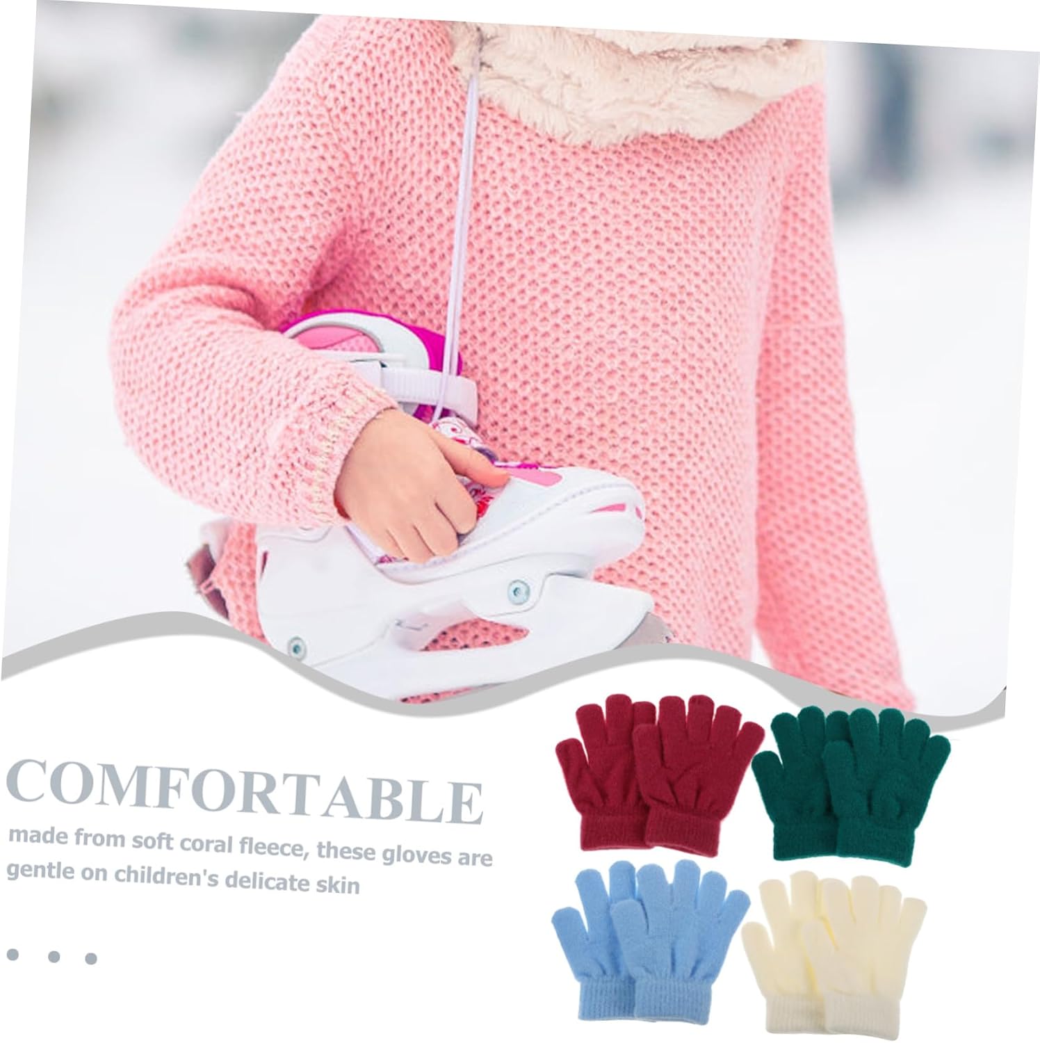 4pairs Boys and Girls Gloves Warm Knitted Winter Gloves Boys and Girls Mittens Stretchy for Outdoor Activities School Playtime