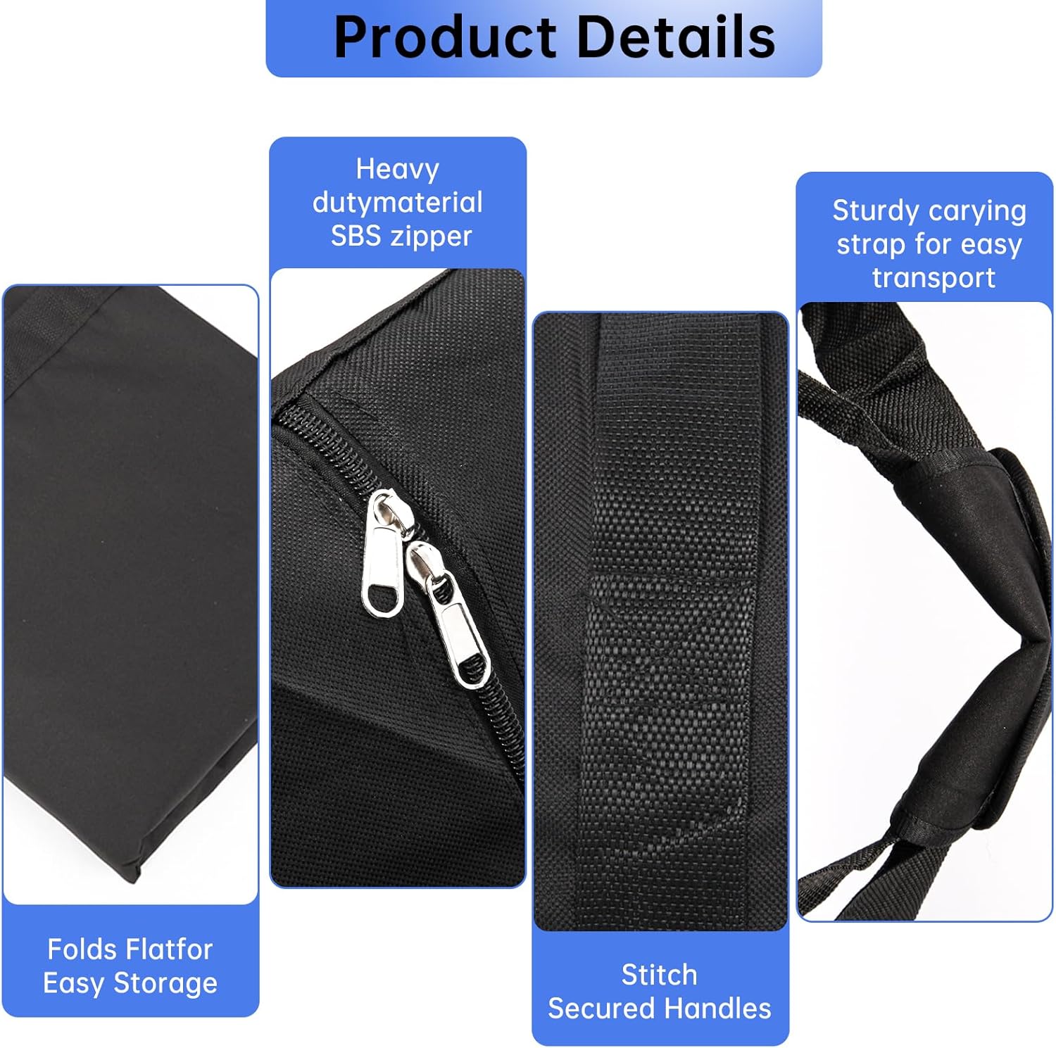 Large Tent Storage Bag - 83" L x 12" W - 600D High-Density Fabri Tent Poles Bag, Suitable for Various Heavy Duty Party Tent Canopy Models, Ripstop with Reinforced Handles and Dual Zipper - Image 4