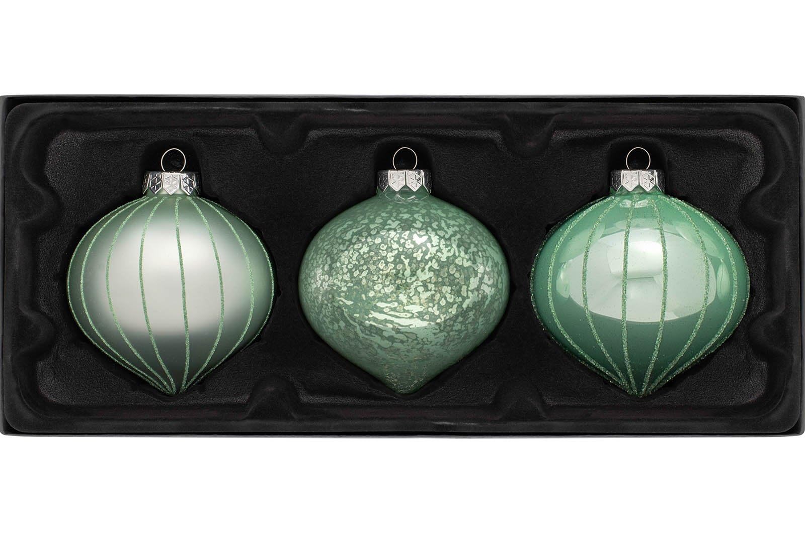 WeRChristmas Glass Christmas Tree Onion Baubles, Mint Green, 11 cm, WRC-9649