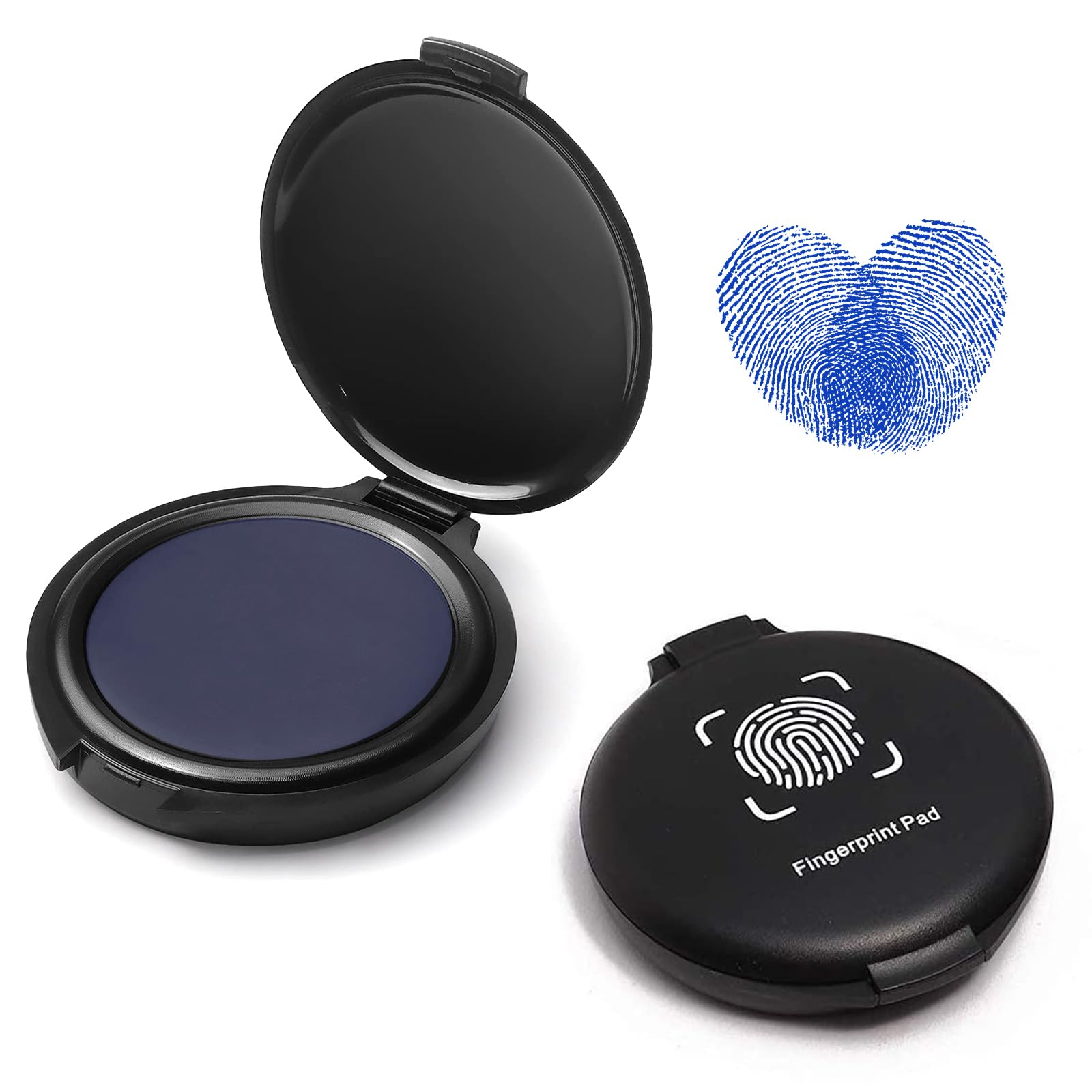 Elezeal 2-Pack Finger Ink Pad - Thumbprint Stamp Ink Pads Compact and Durable Fingerprint Ink Pads for Fingerprinting, Crafting, and Office Use - Black Ink, 2.3 x 2 x 0.5Inches (Blue)