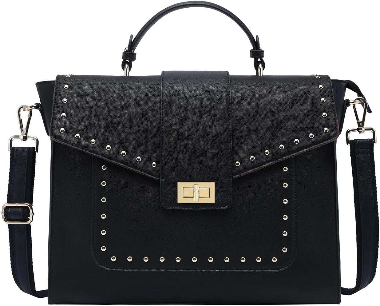 15.6 Inch Laptop Briefcase for Women,Classic Black Work Bag Laptop Messenger Bag Satchel Computer Bags,Perfect for Work Business Travel School,black