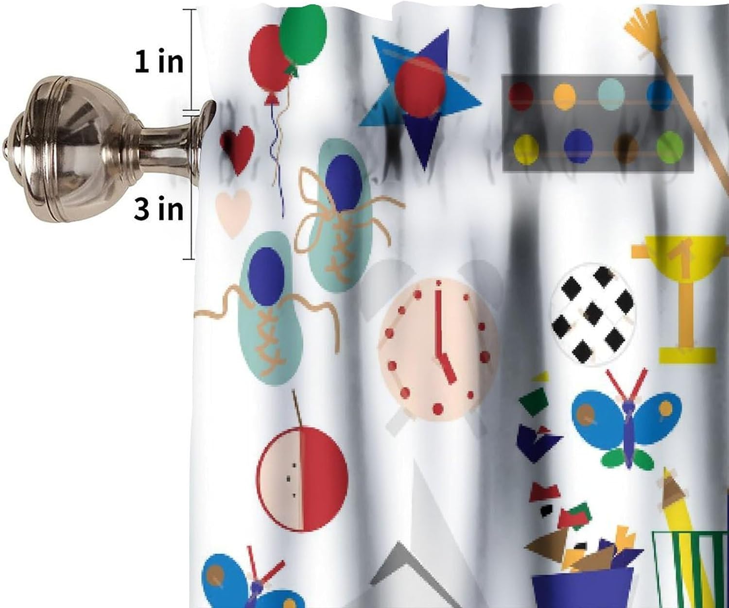 Alphabet Valances Curtain for Kids,Colorful Fun Cartoon Education Numbers Alphabet Learning Print Window Treatment Valance Rod Pocket Short Curtain for Baby Child Toddler 54x18inch