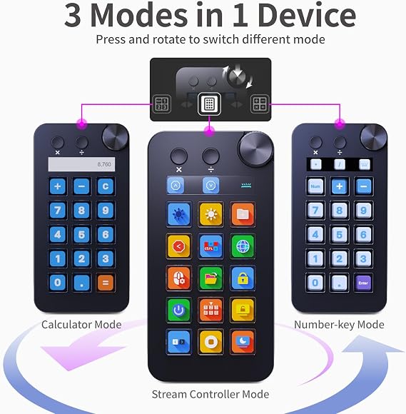 TreasLin VSDinside Stream Controller Deck with 18 Customizable Macro Keys to Trigger Actions in OBS Twitch YouTube for Content Creators Stream Dock Compatible with PC & Mac N1 Black Macro Keypad