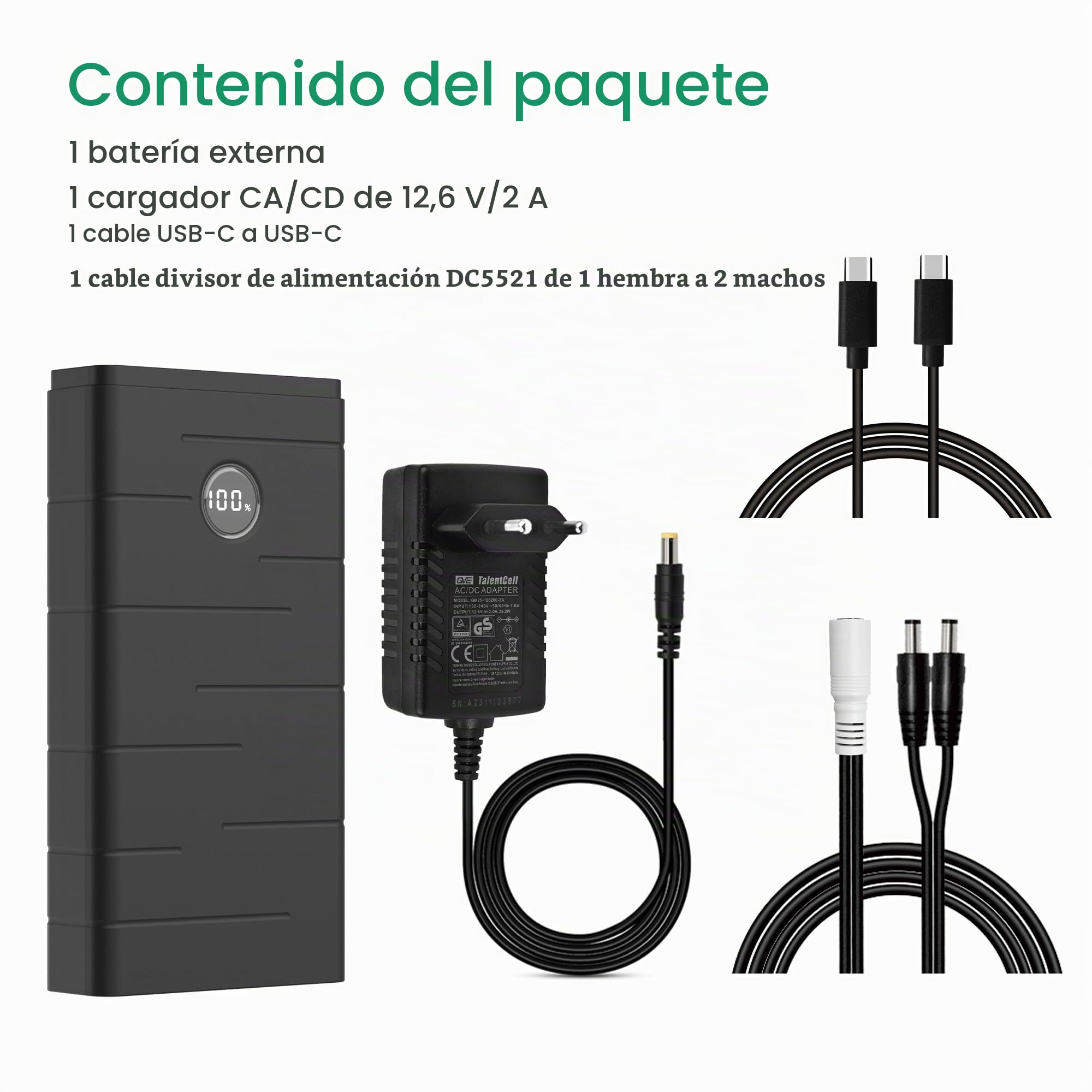 Talentcell Batería de iones de litio de 12 V, PD 45 W USB-C 18 W USB-A portátil, 76,65 Wh DC 5 A, salida para Raspberry Pi/tira LED, cámara CCTV, telescopio, bomba Spectra, chaquetas calentadas