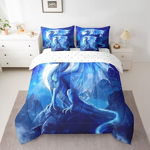 Erosebridal Dragon Bedding Comforter Sets 3D Ancient Animal Print Bed in A Bag M