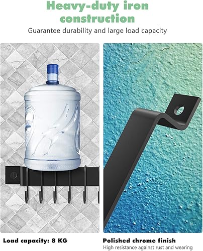 Miniatura 4 de Housolution Riel de cocina con 15 ganchos, 16 pulgadas montado en la pared para colgar utensilios para cocina, paquete de 2