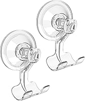 VISV Suction Cup Razor Holder for Shower - Clear Hooks for His & Hers Razors, Removable Reusable, Strong Hold 2 Pack