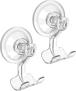 VISV Suction Cup Razor Holder for Shower - Clear Hooks for His & Hers Razors, Removable Reusable, Strong Hold 2 Pack