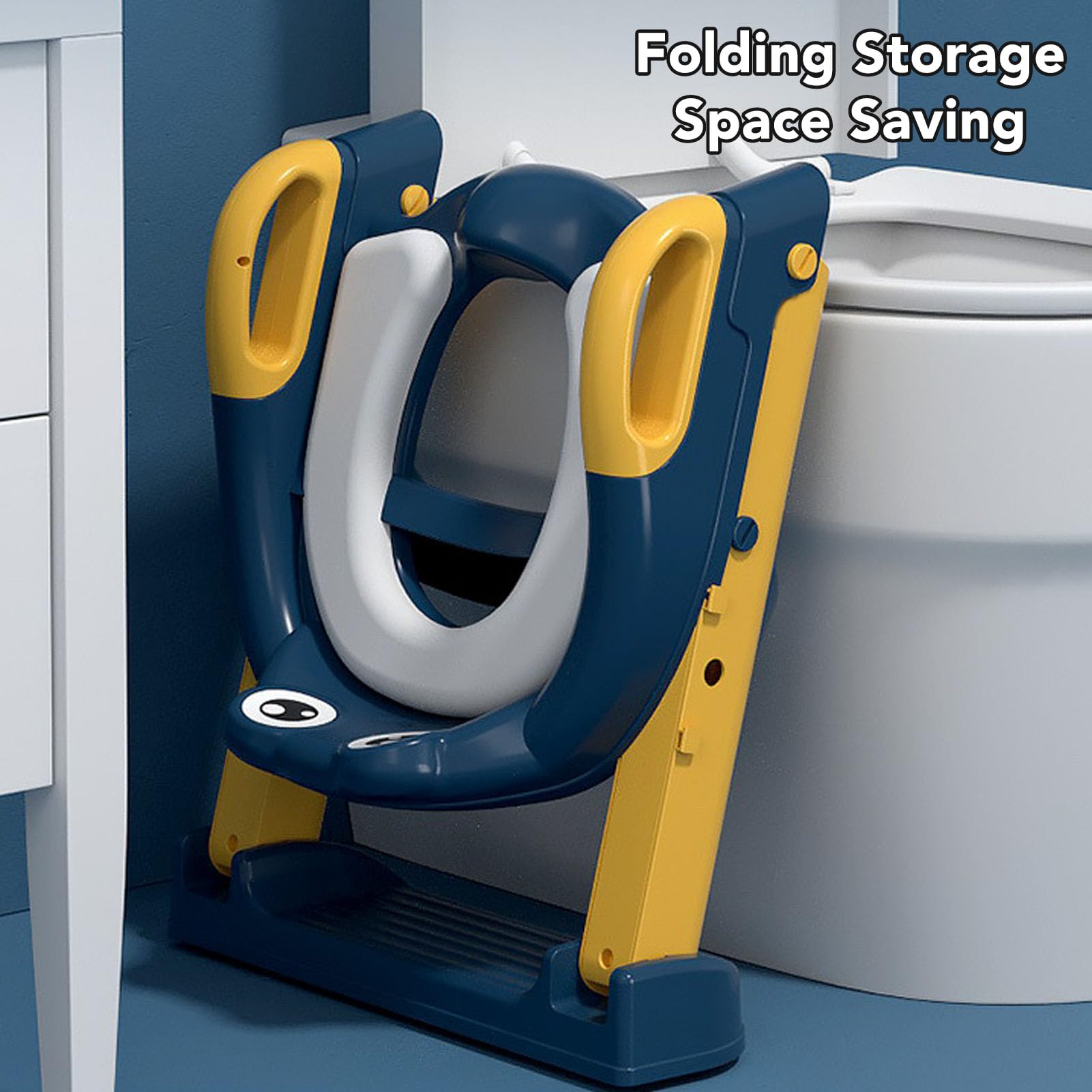 Sgabello Toilette per Vasino, Scaletta per WC Pieghevole per Bambini Sedile a Prova di Spruzzi di Urina Altezza Regolabile per la Casa per i più Piccoli (Limone giallo)
