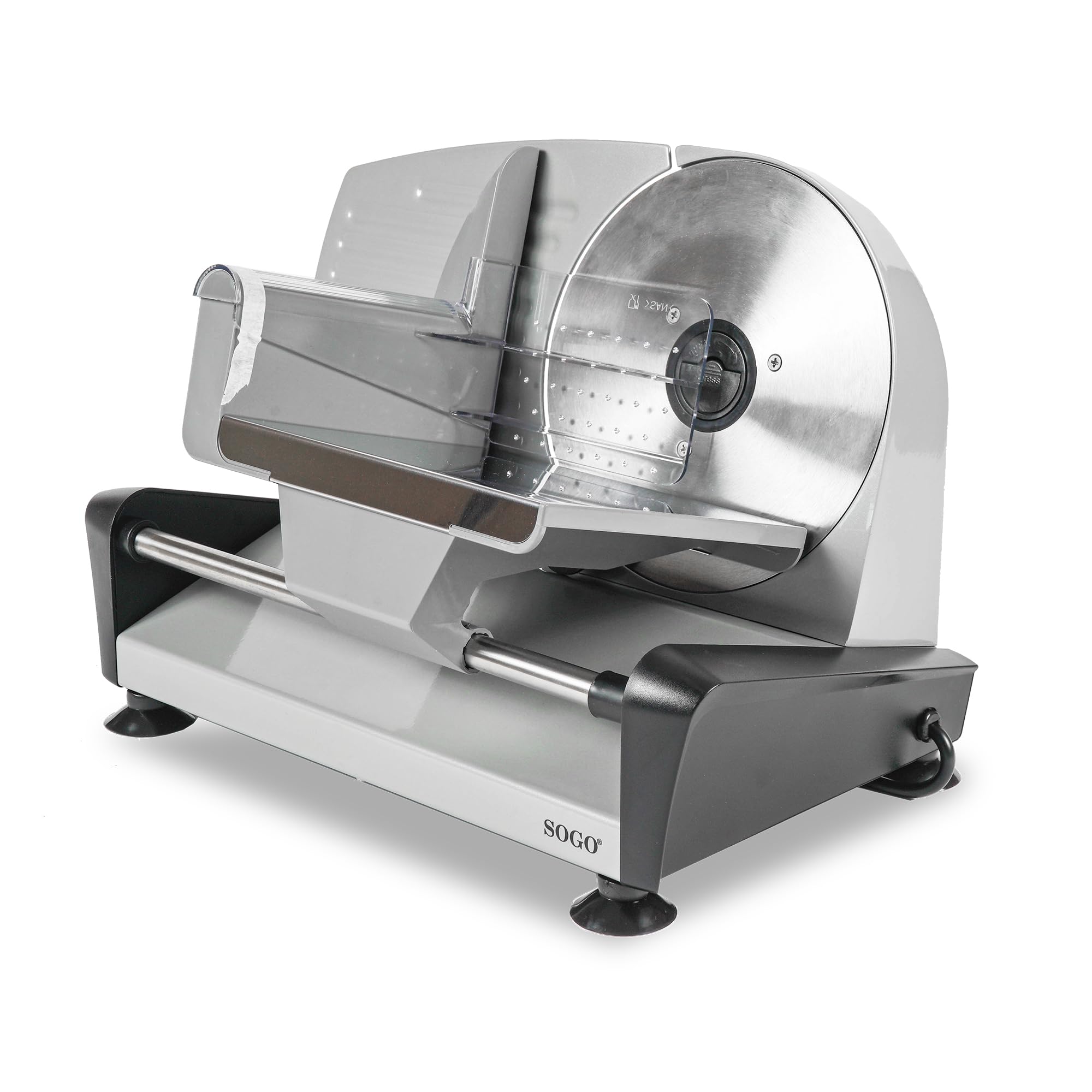 SOGO Cortadora de Fiambre Inoxidable 150W con Hoja 190mm - Cortafiambres Eléctrico con Grosor Ajustable hasta 15mm - Máquina de Cortar Fiambre Profesional Segura y Fácil de Limpiar para Casa o Negocio
