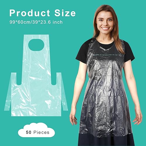 Miniatura 2 de Sntieecr Delantales desechables para adultos, delantales de plástico resistentes al agua, pintura transparente para cocinar y manualidades de
