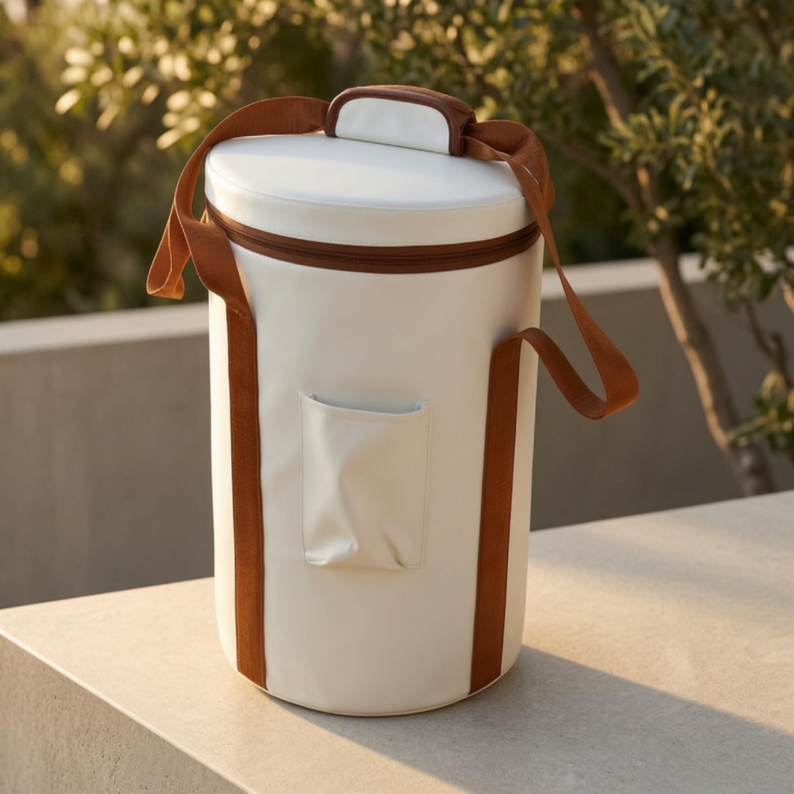 Funda para Cuenco Cuenco Cristal Estuche Bolsa Protector de Transporte Cilíndrico con Cierre Asa Correa Larga y Bolsillo Exterior Adecuada, 8 Pulgadas