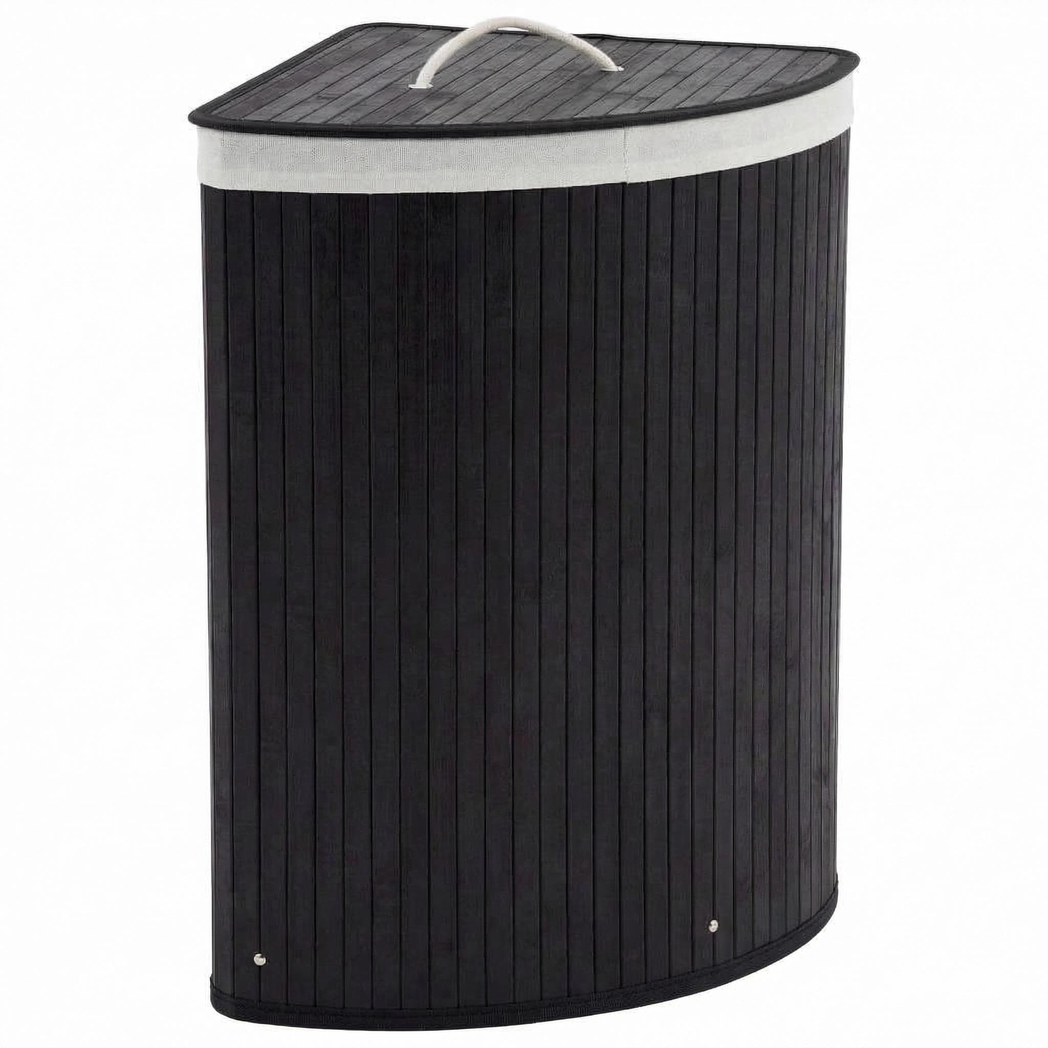 AffinityFurn Bamboo Laundry Basket 58L, Laundry Hamper with Lid, Foldable Laundry Bin, Space-Saving Corner Eco-Friendly Laundry Hamper, Washable Liner Bag, Collapsible for Bedroom, Bathroom