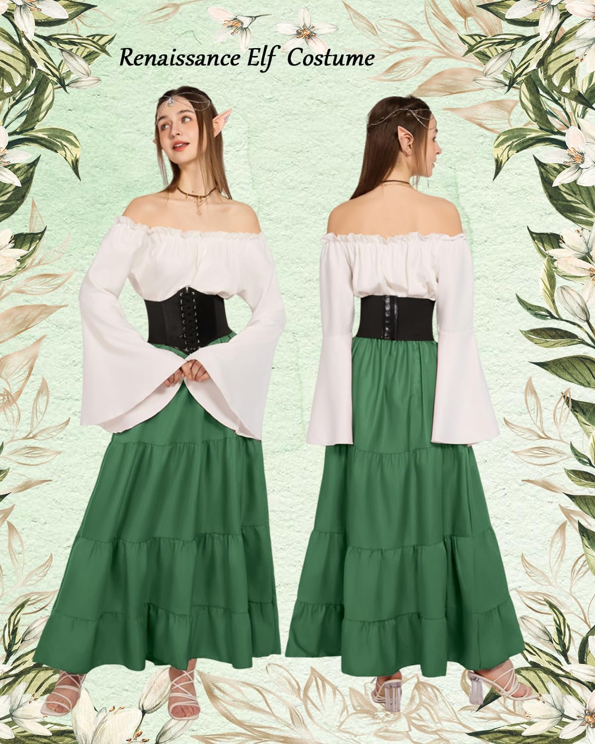 kasahara Renaissance Medieval Dress Costume Women with Corset Renaissance Elf Ren Faire Costume Outfit Dress for Women - Image 4