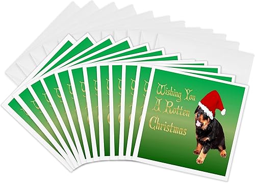 3dRose Juego de 12 tarjetas de felicitación, Rottweiler navideño podrido (gc_46905_2) disponible en Yaxa Costa Rica