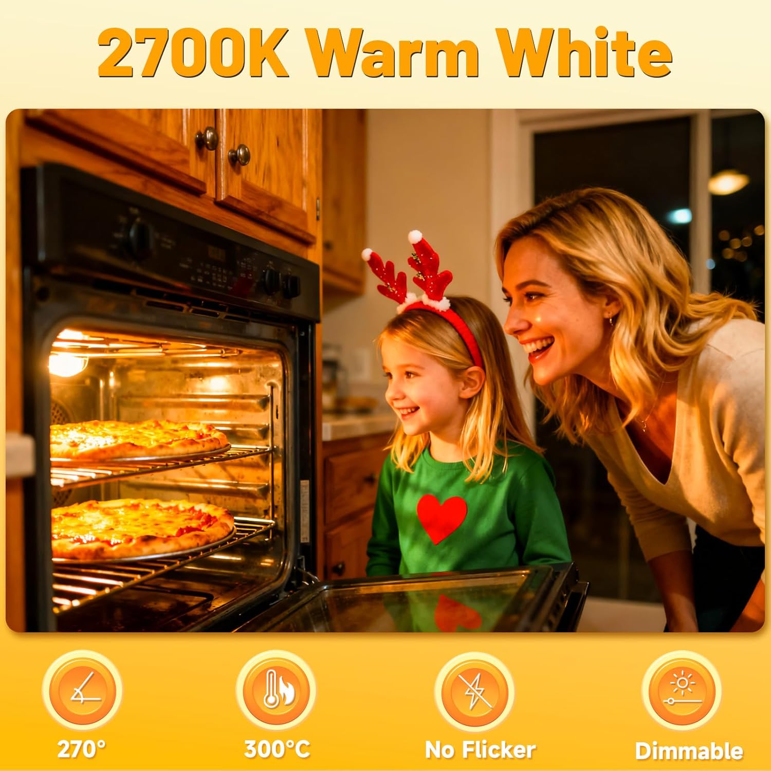 Oven Light Bulb Replacement, High Temp 300 °C Resistant, 120V 40W A15 Appliance Bulb for Oven Refrigerator Stove Microwave Range Hood Lava Lamp, 2700K Warm White, E26 Medium Base, 2-Pack