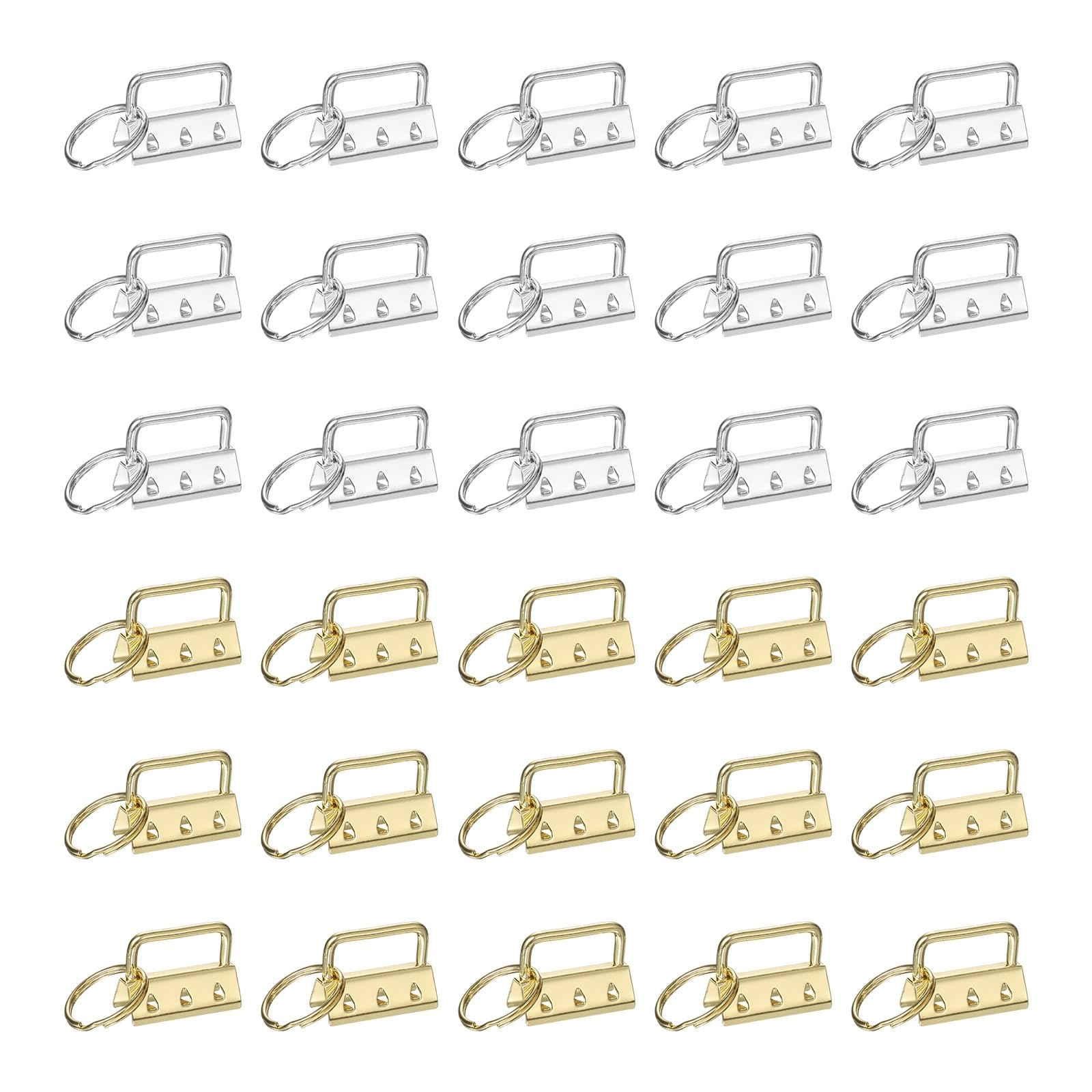 sourcing map 30Pcs Key Fob Hardware 0.8/1in Wristlet Clasp Sets Silver/Gold
