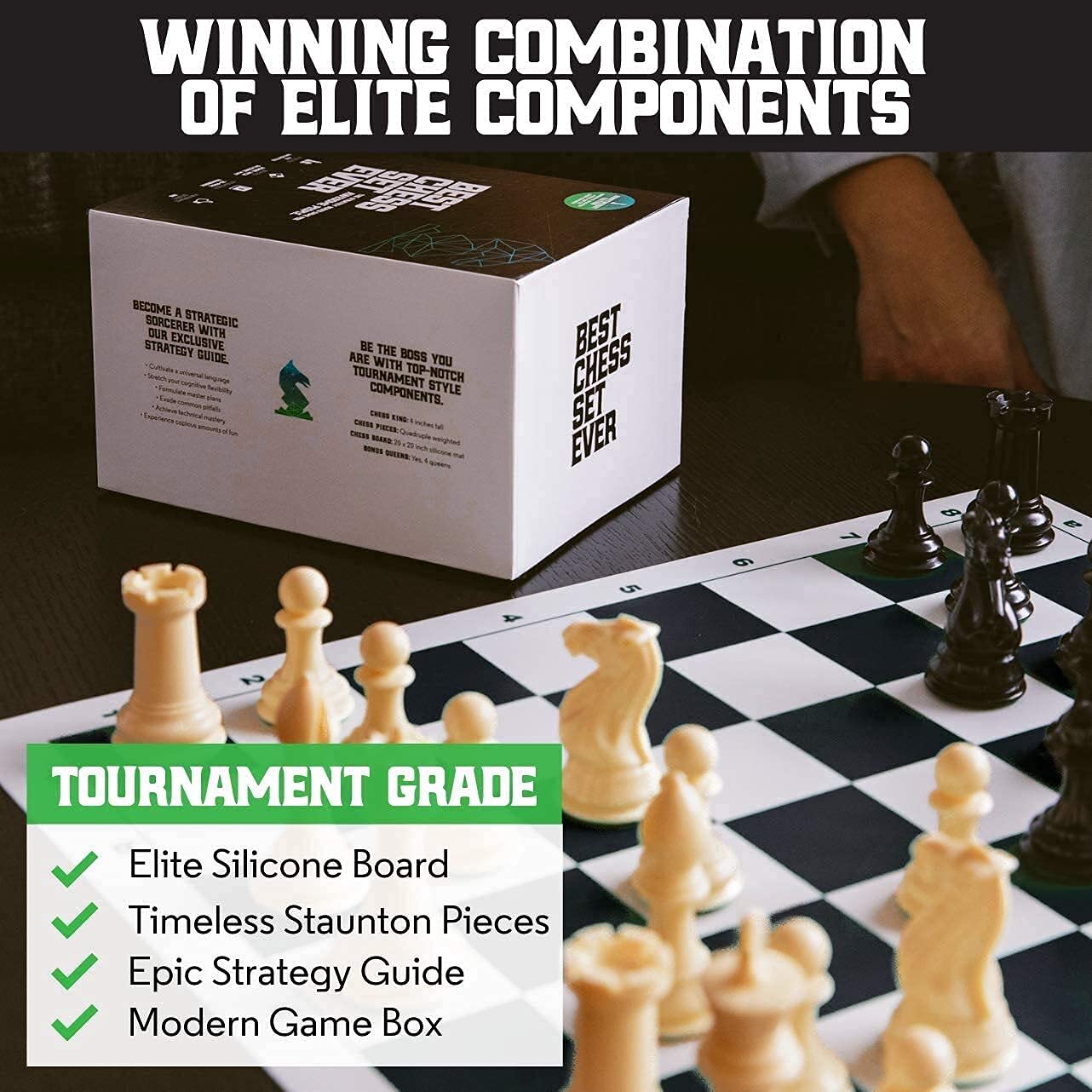 Best Chess Set Ever, Tournament Chess Set with 20” x 20” Foldable