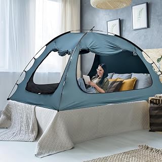 SUNYRISY Bed Tent Queen Size Bed Canopy, Indoor Tent for Adult and Kids, 3 Doors Breathable Portable Dream Tent, 80% Blackout Private Space Sleeping Tents