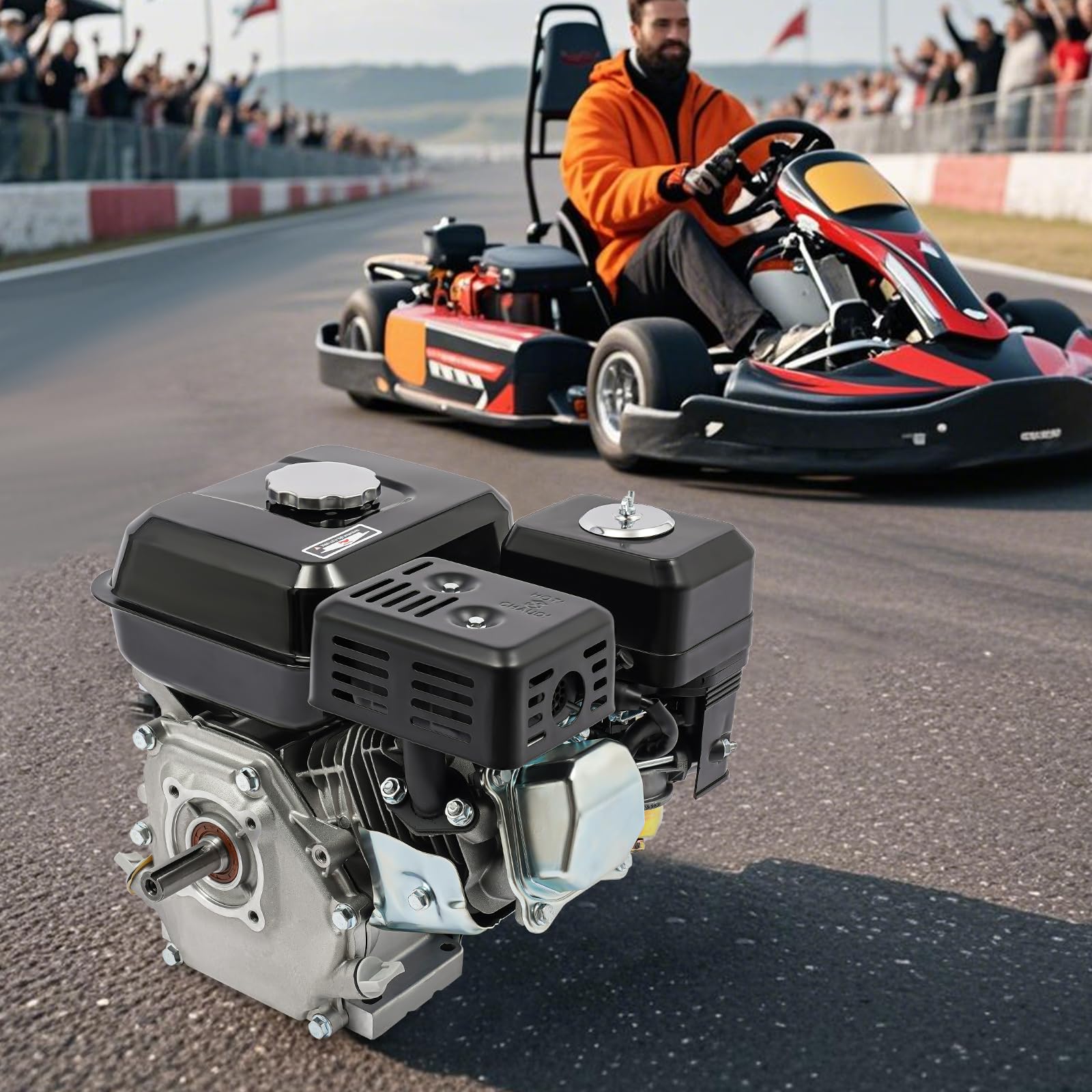 Motor de gasolina de 7,5 CV, 4 tiempos, un solo cilindro, motor de kart, motor fijo, 3600 rpm, refrigerado por aire para bombas de agua, kart, hidrolavadora y leñadora