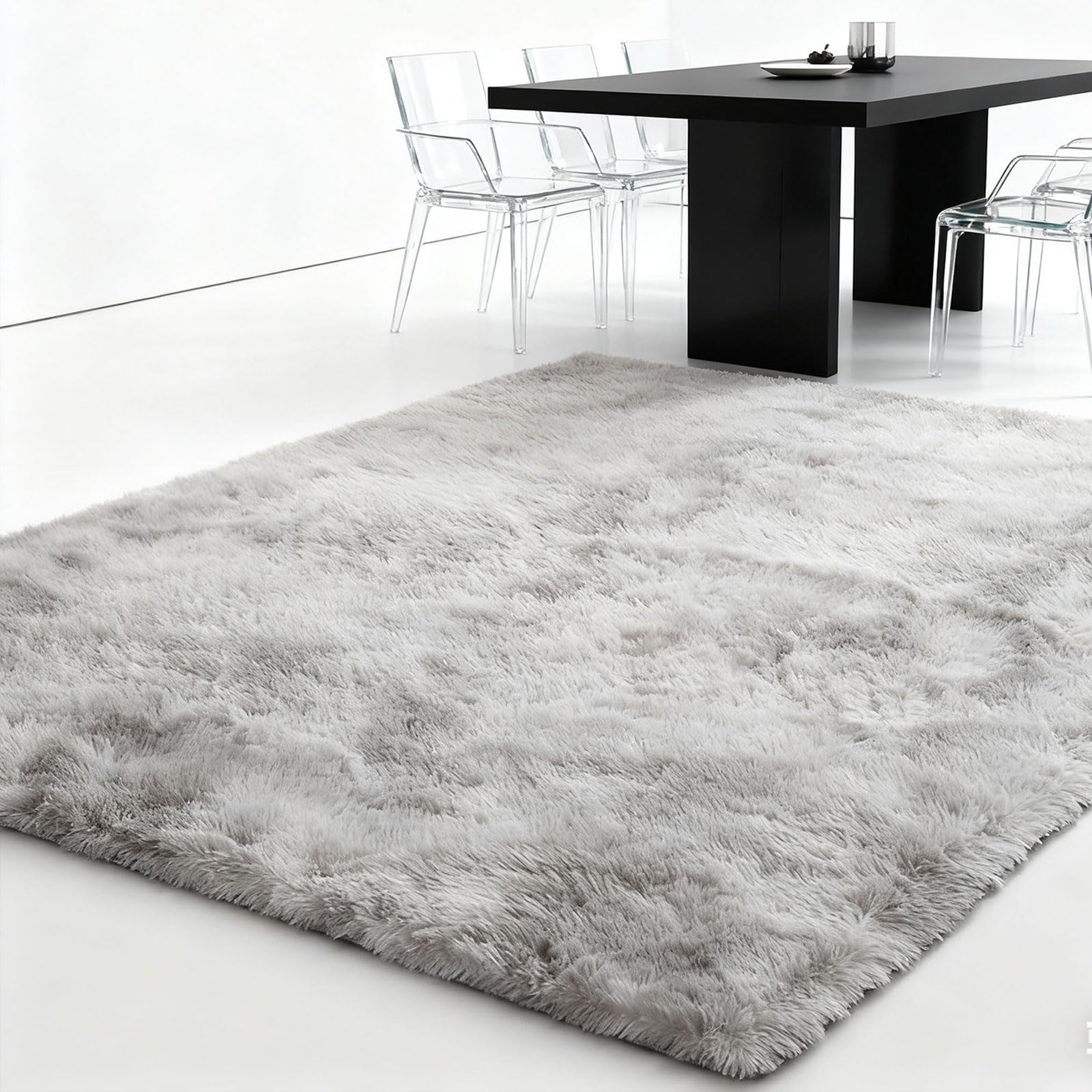 Tapis de Salon Gris Clair 220x310 cm Lavable en Machine et Super Doux