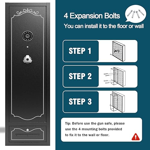 Vista 7 de 6 Gun Safe for Rifles and Pistols Heavy Duty Gun Cabinet for Rifles and Shotguns Rifle Safes for Home Gun Safe Clearance Gun Locker with Drawer and