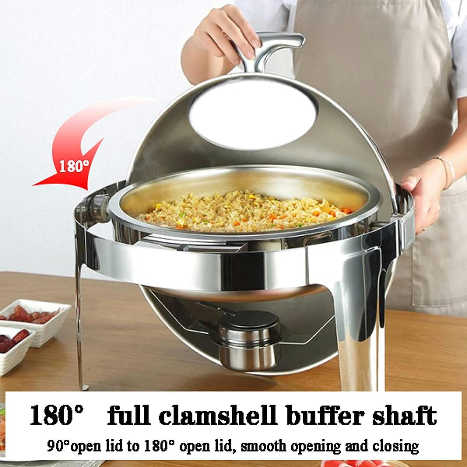 6L Chafing Dish Eléctrico, Servidor de Buffet, Calientaplatos de Acero Inoxidable para Hotel Fiesta y Cocina, Calentador Fe Buffet para Alimentos Calientes