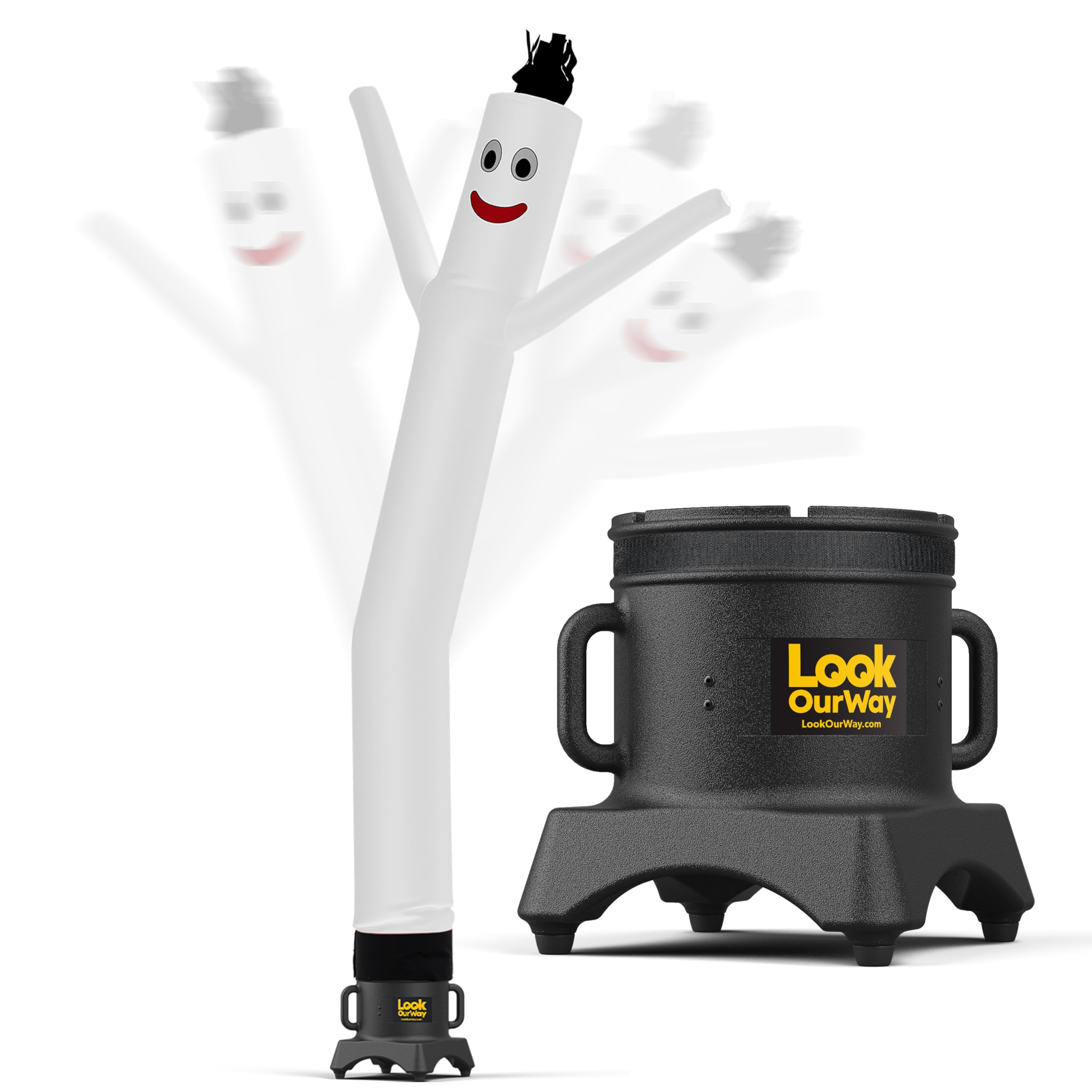 Photo 1 of **BLACK**LookOurWay Air Dancers Wacky Waving Inflatable Tube Man Set - 10 Feet Tall Inflatable Dancing Man with Blower - White